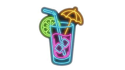 Fototapete Bar Neon sign of a colorful tropical cocktail drink isolated on transparent background  © Felippe Lopes