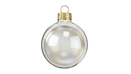 Clear Christmas Ornament with Pearl Inside, Isolated on White
