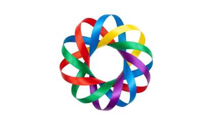 Colorful ribbon loop abstract shape isolated on transparent background