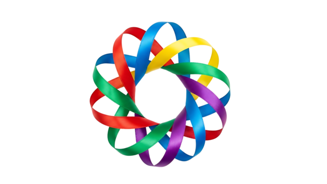 Colorful ribbon loop abstract shape isolated on transparent background - Powered by Adobe