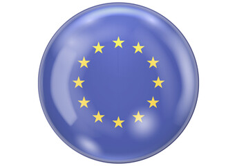 European Union Flag 3D Glossy Button Icon