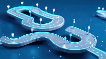 Abstract glowing road network design