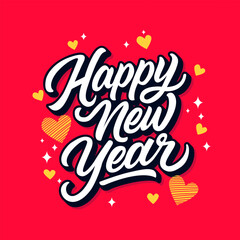 Happy New Year Lettering design for greeting banner and card