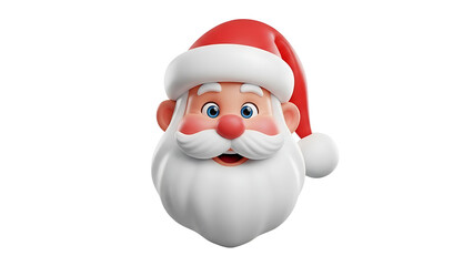 3d render of santa claus head with white beard isolated on transparent background