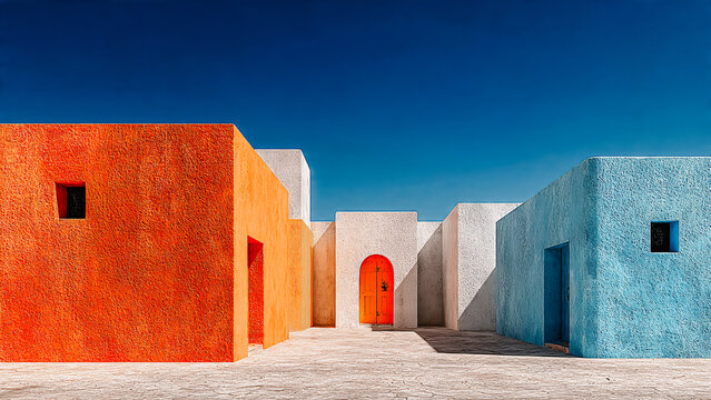 Architecture color&eacute;e avec maisons cubiques