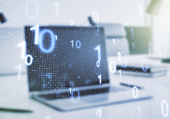 Machine learning that uses artificial neural networks to learn from data. Binary codes. Data analysis. Data centre 