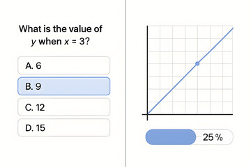 Interactive Mathematics Assessment Displaying Linear Equation Graph and Multiple Choice Options