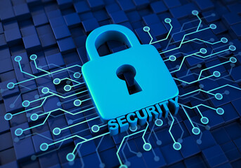 Network security lock. Digital security lock. Social media security lock. Security lock with circuit 