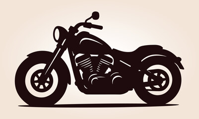 Fototapeta premium Motorcycle Vector Silhouette, Classic Silhouette Of A Motorcycle, Vintage Cruiser Motorcycle, Vintage Motorcycle Vector Silhouette, Motorcycle Silhouette.