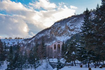 Jermuk resort in winter scenic view (Vayots Dzor, Armenia)