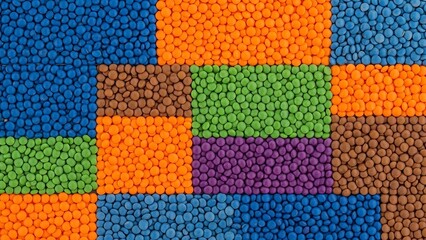 Colorful abstract pattern of small granules in geometric blocks