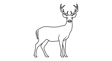 A simple line drawing depicts a majestic deer with large antlers