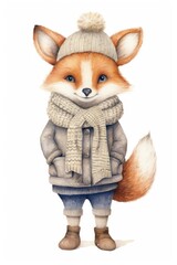 Fototapeta premium A cute animal winter character figurine clothing wildlife.