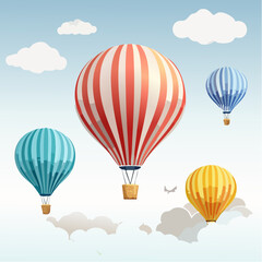 Obraz premium Hot Air Balloons in Sky Vector Illustration