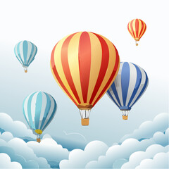 Fototapeta premium Travel Adventure Hot Air Balloon Vector Illustration