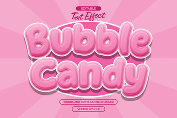 Bubble candy editable text effect with cute pink text style