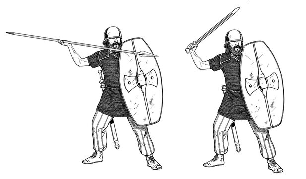 Germanic warriors. Historical illustration with ancient soldiers.