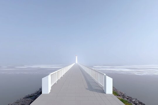 Lighthouse Reaching Out Through Fog - Powered by Adobe