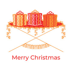 Festive Christmas Gift Boxes on a Decorated Table