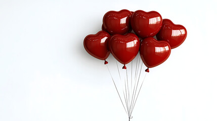 Red heart-shaped balloon bouquet, romantic Valentine&rsquo;s Day decoration, festive celebration element, wedding party arrangement, love theme background