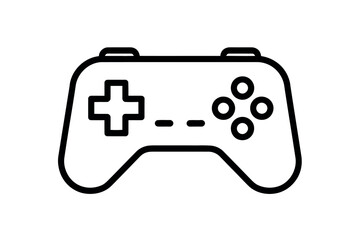 A simple, clean line drawing of a video game controller is presented on a white background.