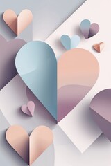 modern minimalist valentine&rsquo;s day postcard featuring abstract heart shapes, soft gradients and clean geometric composition