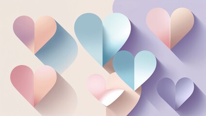 modern minimalist valentine&rsquo;s day postcard featuring abstract heart shapes, soft gradients and clean geometric composition