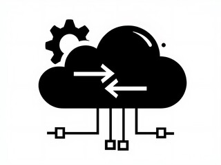Cloud Storage and Gear Icon Network Technology Artificial Intelligence and Node Designs