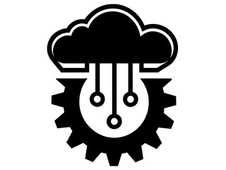 Cloud Storage and Gear Icon Network Technology Artificial Intelligence and Node Designs