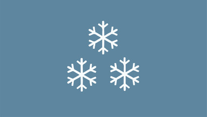 Three white snowflakes arranged in a triangular pattern on a blue background