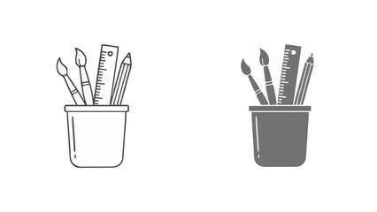 Stationery holder containing art supplies icons