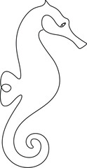 Minimalist Sea Horse Outline Continuous Line Drawing