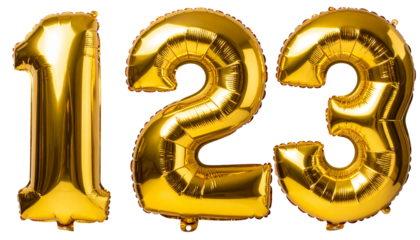 Golden Numbers 123 Balloons Celebration Party Decoration Anniversary Birthday Event