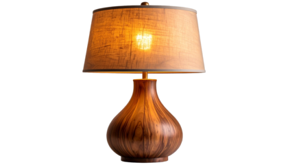 Elegantly crafted wooden base table lamp emitting a warm, inviting glow, perfect for creating a cozy, firefly-like ambiance