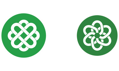 Green Circular Abstract Logo Icons – Modern Eco-Friendly Geometric Symbol Set
