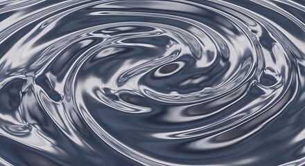 Swirling Liquid Metal Abstract Background with Reflective Surface.