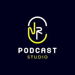 Podcast branding logo nr initial logo design vector