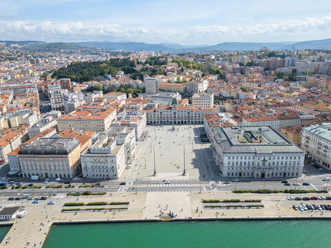 trieste aerial view of square unit&agrave; d'italia