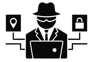 fraud detection system vector icon  silhouette ill