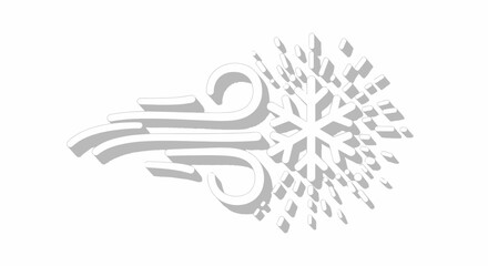 Stylized icy blast illustration with snowflake and wind symbol for weather concepts