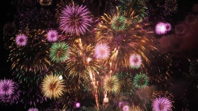 情熱が迸る色彩が夜空に広がる夏の花火