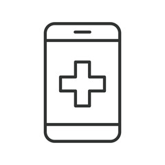 Obraz premium E medicine, icon in line design. e medicine, digital healthcare, mobile medicine on white background vector. E medicine editable stroke icon