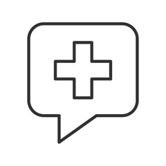 Health information, icon in line design. health information, digital healthcare, speech bubble on white background vector. Health information editable stroke icon