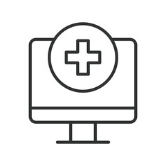 Obraz premium Digital medicine dashboard, icon in line design. digital medicine dashboard, digital healthcare, monitor on white background vector. Digital medicine dashboard editable stroke icon