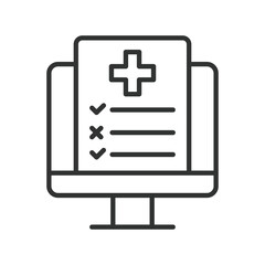 Obraz premium Digital direction, icon in line design. digital direction, digital healthcare, monitor on white background vector. Digital direction editable stroke icon