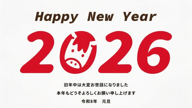 かわいい2026年賀状の動画