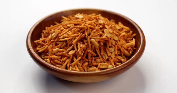 Falahari chivda or upwas chevda, a traditional farali chivda mixture made with dry fruits, potatoes and spices, enjoyed during Indian fasting days as a crunchy namkeen snack