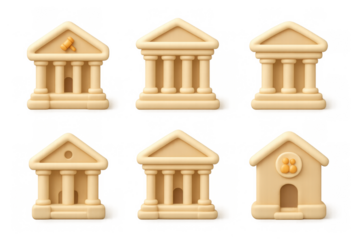 Simple courthouse icons collection for legal and justice design projects