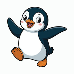 Obraz premium Cute Cartoon Penguin Walking Happily – Adorable Animal Vector Illustration