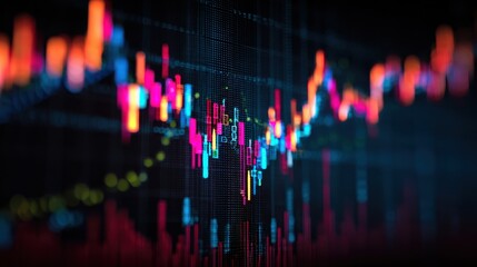 Stock exchange market chart, Stock market data on LED display. Business analysis concept.